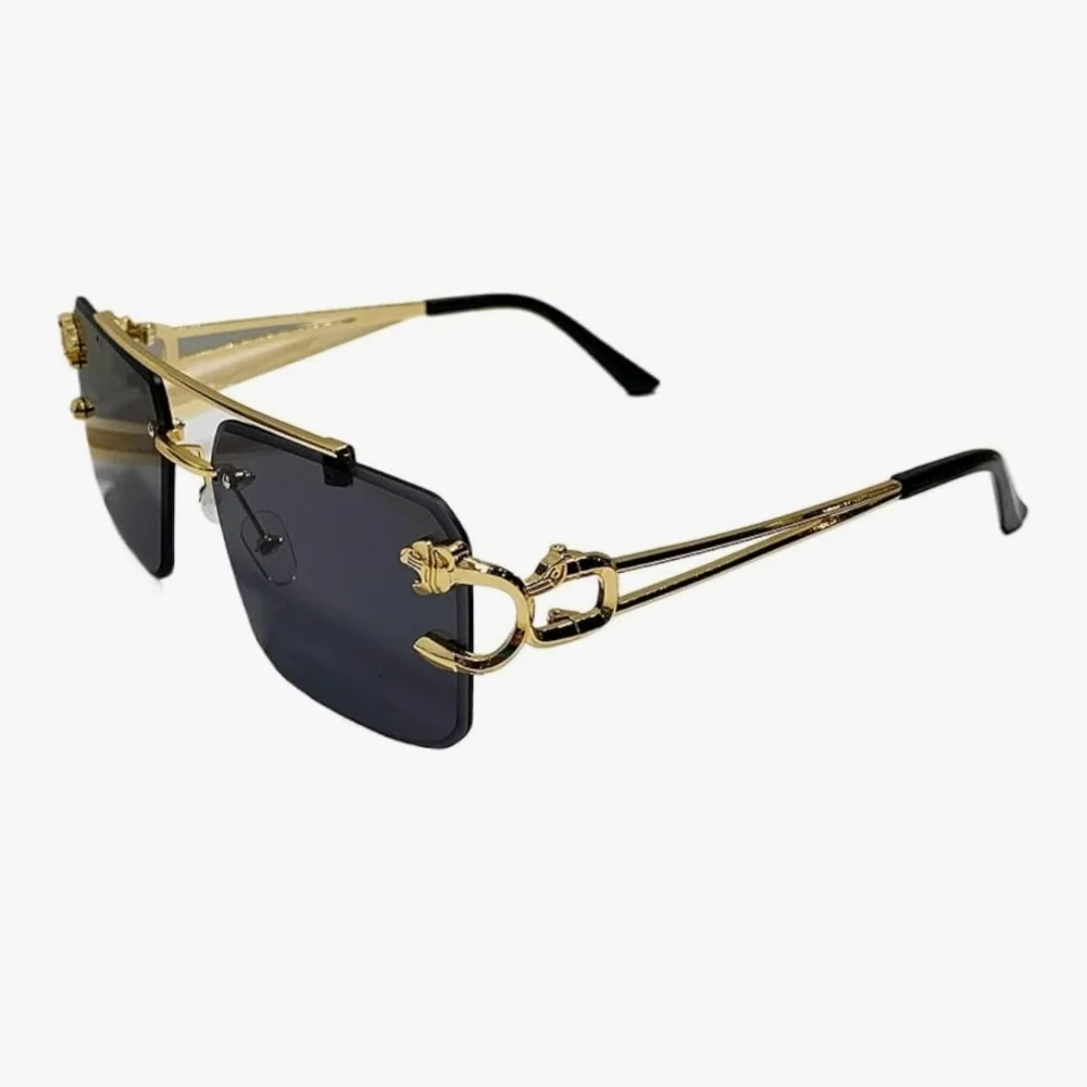 Luxury Rimless Square Sunglasses with Gold Hardware - Picture 4 of 5